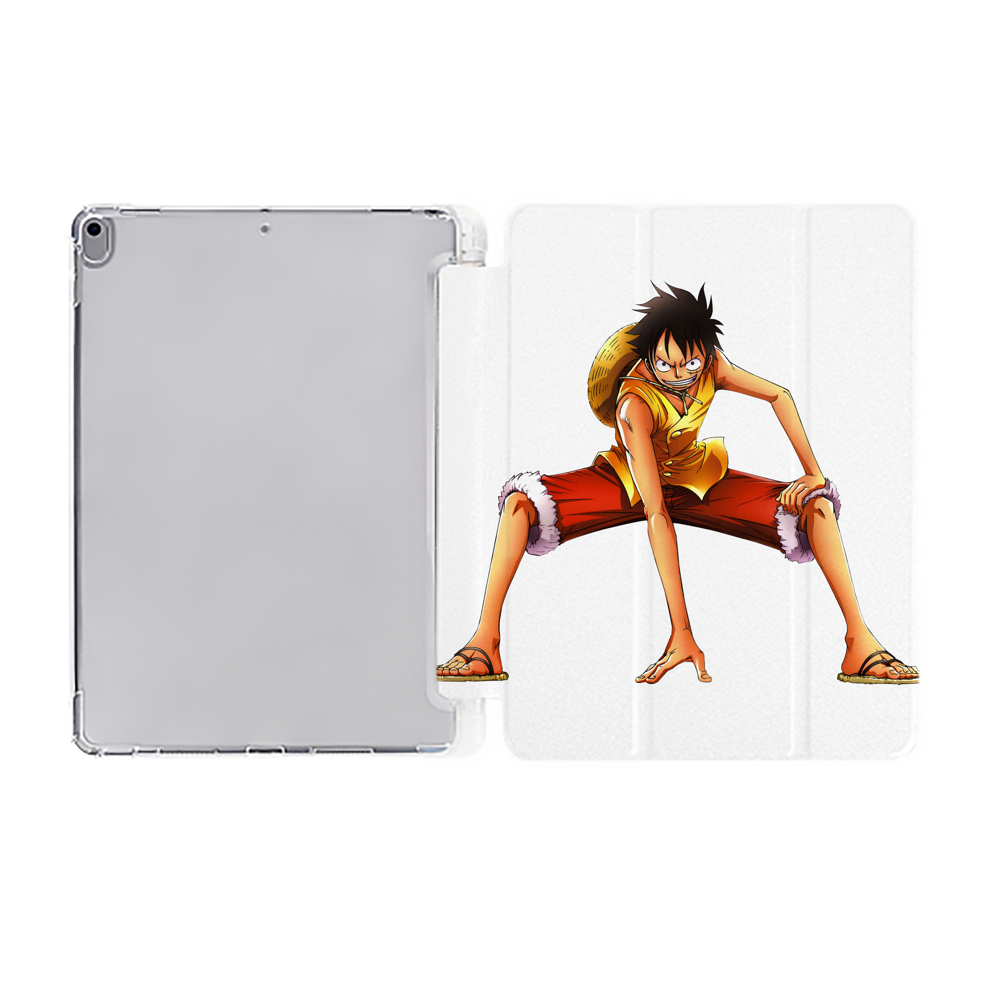 （画像用） ワンピース モンキー・D・ルフィ ONE PIECE Monkey D. Luffy IPad ケース ペン収納付き 三つ折りスタンド PUレザー×シリコン 対応機種9.5/10.5/10.9インチ
